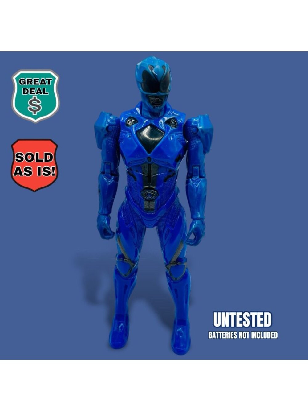 Mighty Morphin Power Rangers Movie Blue Ranger 7”  2016 Untested Need Batteries.